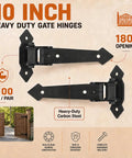 10 inch Heavy Duty Gate Hinges With 1100 Lbs Load Rating And Sealed Integrated Ball Bearings For Wooden Or Metal Driveway Gates.