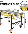 Boss Level Heavy Duty Portable Rolling Conveyor Table 660 Lb Load Capacity Expandable Roller Hauler With Smooth Casters No Sweat Material Moving Work Surface Station size dimensions 127x76x64 cm.