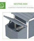 59 Inch Wooden Chicken Coop With Nesting Box And Removable Tray For Outdoor Backyard Use, focusing on open nesting box