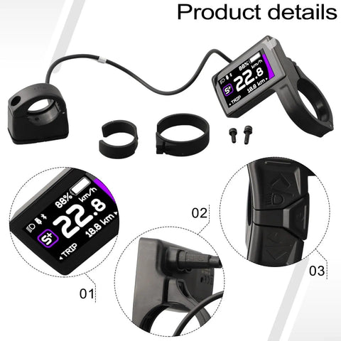 Premium Can Bus E Bike Display For Bafang M560 M600 M820 Mid Drive Motors featuring Glowing Tft Lcd Screen For Sharp Readings And Smooth Control On Any Ride You Gotta Take. Black ABS handlebar mount with TFT LCD screen and cable