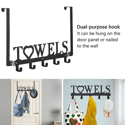 Versatile Towel Rack And Hook System For Door Or Wall Mount With Detachable Rods Quick No Drill Install Black Finish Dual Use Towel Holder For Bath And Kitchen Space Saving Organizer