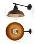 Industrial Farmhouse Outdoor Sconce With Wood Finish And Copper Bowl Shade 1 Light Iron Wall Lamp With LED Bulb dimensions