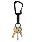 SlideLock Aluminum Locking Carabiner Key Ring With Nylon Strap, Heavy Duty Key Holder That Keeps Your Keys Safe And Separated, 3-25 Lb Load Capacity, Black with keys attached