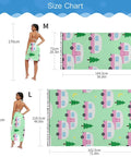Size chart for Pool Wrap Skirt Loose Fit Ultra Lightweight Polyester Beach Ready Cover Up For Summer in medium and large.