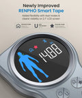 Close-up of Big Display Bluetooth Smart Tape Measure For Fitness And Weight Loss, showing app features on 2.1 inch screen.