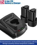 12V Cordless Car Buffer And Drill Driver Kit With 3 Inch Mini Polisher Li Ion batteries and charger, black, shown separately
