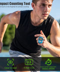 Man running while using Bulk 30 Pack Electronic Finger Clicker With 5 Digit Lcd Display Resettable Hand Tally Counter.