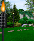 Outdoor scene with 16oz Torch Replacement Canisters Four Pack Refillable Metal Torch Fuel Cans With Wicks And Snuff Covers