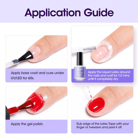 Step-by-step guide using Liquid Latex For Nails Peel Off Cuticle Guard Skin Barrier Protector For Nail Art At Home Manicure 15ml
