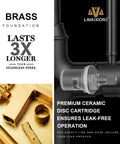 Chrome Pull-Down Kitchen Faucet With Two-Function Sprayer, brass foundation, premium ceramic disc cartridge visual details