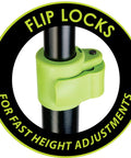 Close-up of flip lock mechanism on 20,000 Lumen Dual Head LED Work Light With Adjustable Tripod, 9 Ft Cord for height adjustments