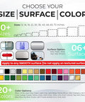 Custom Business Logo Decal For Walls And Windows That Helps You Personalize Your Brand With Durable Weather Resistant Waterproof Stickers For Office Home Storefront And Corporate Advertising size, surface, color options chart
