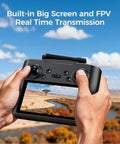 Hands holding 4K Camera Drone With Big Screen Remote Controller Dope Gift For Men Easy To Fly Beginner Quadcopter outdoors