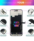 IPhone 15 Pro Max 6.7 Inch Screen Replacement Kit With 3D Touch Digitizer Assembly, front view of components