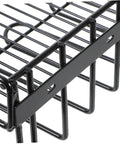 Close-up of Hella Durable Power Tool Organizer Wall Mount Drill Stand, matte black metal lattice design features.