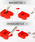 Solid 53 Piece Right Angle Screwdriver Set With S2 Bits And Mini Ratchet Includes Magnetic Extensions For Reaching Tough Spots Fast Plus Demagnetizer Tool For All Your Home Repair Vibes, red magnetize/demagnetize tool