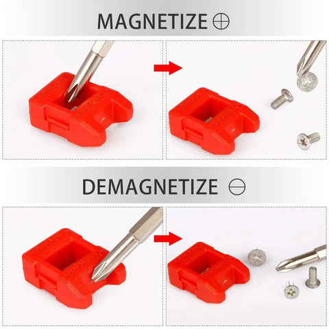 Solid 53 Piece Right Angle Screwdriver Set With S2 Bits And Mini Ratchet Includes Magnetic Extensions For Reaching Tough Spots Fast Plus Demagnetizer Tool For All Your Home Repair Vibes, red magnetize/demagnetize tool