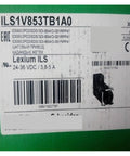 Integrated Stepper Motor ILS1V853TB1A0 With Rock Solid Precision, Quick Setup Plug And Play, Beefy Reliability, Easy Maintenance, And Versatile Performance For Industrial Automation And Robotics Projects. Label close-up on green box with part number and 24-36 VDC rating