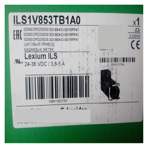Integrated Stepper Motor ILS1V853TB1A0 With Rock Solid Precision, Quick Setup Plug And Play, Beefy Reliability, Easy Maintenance, And Versatile Performance For Industrial Automation And Robotics Projects. Label close-up on green box with part number and 24-36 VDC rating
