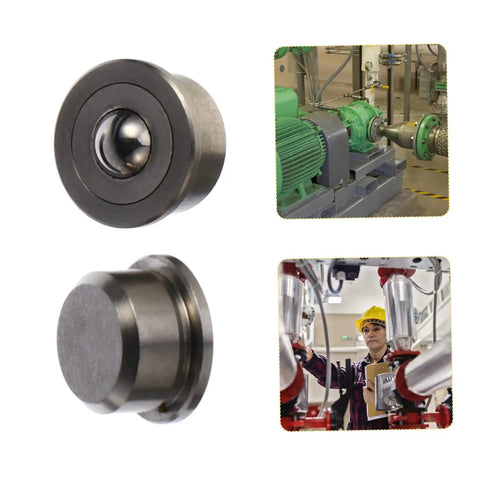 Heavy Duty Steel Ball Transfer Units Set Of 3 Low Profile 360 Degree Rotating Casters showing stainless steel ball bearings.