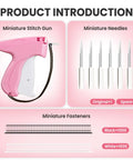Upgraded Handheld Stitch Gun For Quick Clothing Fixes Smart Tagging Tool, pink with needles and fasteners for fabric mending.