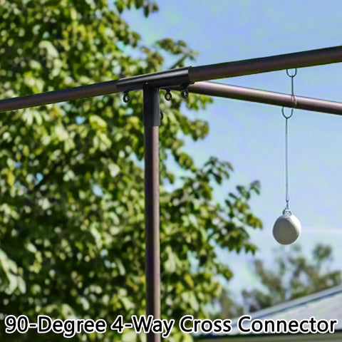 2 Pack 4 Way Flat Canopy Fittings Connectors for Extending Flat Carport Shed Frame and Greenhouse Structures 1 3 8 Inch Metal Cross Brackets Heavy Duty Outdoor Grade Build for Easy Fit and Strong Hold in Any Weather Ideal for DIY Canopy Extensions