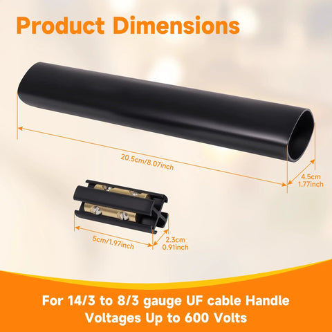 Product dimensions for Underground Wire Splice Kit With Connectors And Heat Shrink Tubes For Direct Buried UF Cable 14/3 To 8/3 Up To 600V