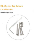 M2.5 Hex Socket Cap Screws Self Locking Nuts Assortment Kit With Wrench 304 Stainless Steel Silver components displayed