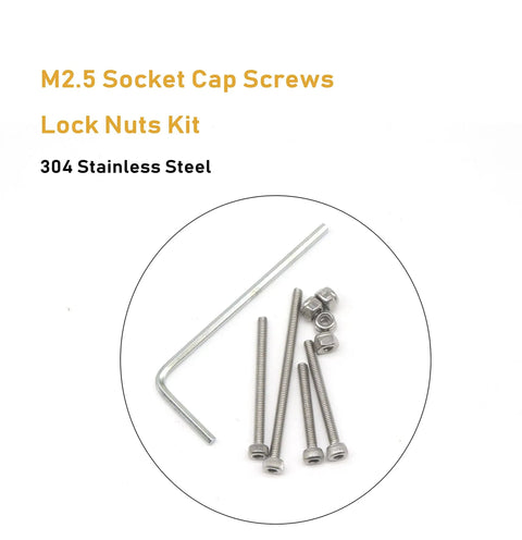 M2.5 Hex Socket Cap Screws Self Locking Nuts Assortment Kit With Wrench 304 Stainless Steel Silver components displayed