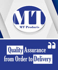MT Products logo with text 'Quality Assurance from Order to Delivery' on a blue background.