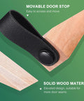 Set Of 4 Wooden Door Stoppers With Non Slip Anti Skid Pads Heavy Duty Door Stop Base showing black handle detail