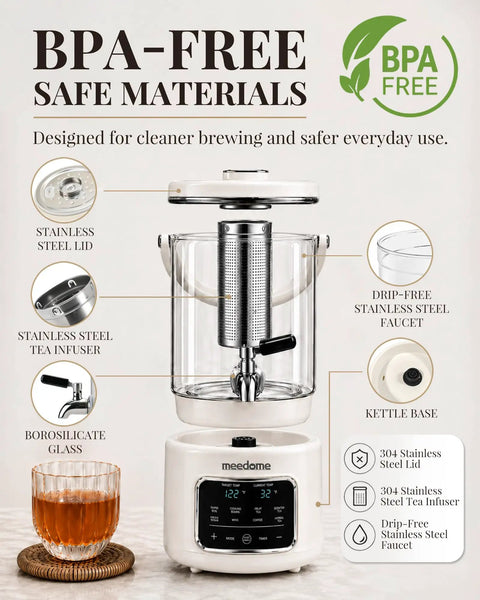 3L Electric Kettle And Beverage Dispenser With Infuser And Spigot All In One Health Pot in BPA-free borosilicate glass