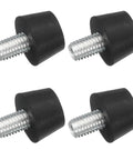 4 Pack Threaded Adjustable Leveling Feet Rubber Furniture Feet With M10 By 14mm Studs For Tables And Chairs Heavy Duty Floor Protector Non Slip Durable Black, showing four rubber feet with metal studs.