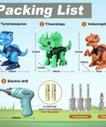 Packing list of Take Apart Dinosaur Toys For Kids Aged 3 To 8 STEM Construction Building Kit with dinosaur toys and drill.