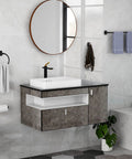 Modern bathroom with Matte Black 4 Piece Bathroom Hardware Set Including 24 Inch Towel Bar Towel Ring Toilet Paper Holder And Towel Hook