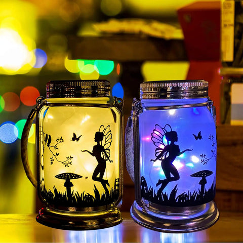 4 Pack Solar Fairy Lantern Mason Jar Lights Outdoor Garden Decor With Hanging Stakes Weatherproof LED Mason Jar Lamps
