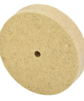 Hardcore Five Inch White Wool Felt Polishing Wheel Designed For Angle Grinders And Rotary Tools To Leave A Smooth As Glass Surface On Metals Ceramics And Glass Shop Floor Ready Accessory showing round felt polishing pad.
