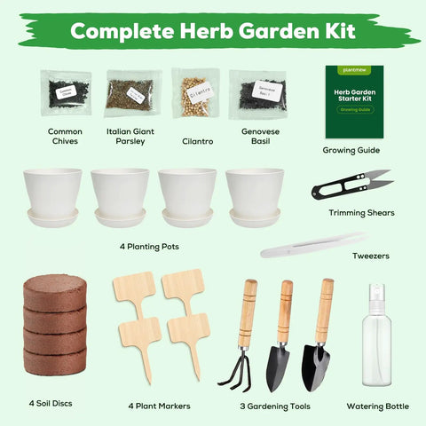 Indoor Herb Garden Starter Kit For Home Chefs And Plant Lovers Full Complete Pack With Four Heirloom Non GMO Culinary Herb Seeds, Four Planter Pots, Easy Tools And Markers, A Thoughtful Gift For Mom Women Birthday Housewarming Garden Enthusiasts.