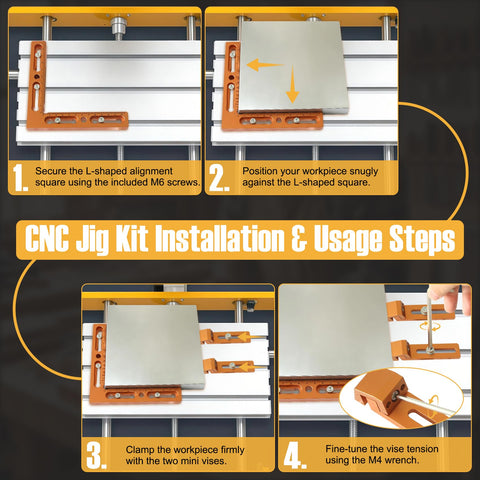 Step-by-step guide for Aluminum Alloy CNC Positioning Side Clamps Kit For 3018 And 4040 Router installation and usage