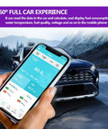 Plug And Play Wireless ELM327 OBDII Car Diagnostic Scanner And Bluetooth Code Reader displayed on phone with car in background.