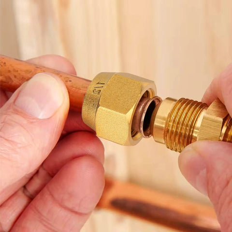 4 Pack Copper Pipe Extension Joint Connectors For HVAC AC One Quarter Inch And Three Eighth Inch Coupling Adapters With Flare Nuts