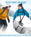 Close-up of adjustable ski glove leash for winter sports must have wrist straps keeping your gloves secure while skiing snowboarding mountaineering gear unisex elastic safety straps 2 pairs black
