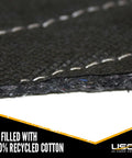 Heavy Duty 12 Pack Large Moving Blankets 80 X 72 Inches Black Polyester Furniture Pads for Movers and Shippers close-up showing recycled cotton filling.