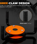 Universal 3 Jaw Oil Filter Wrench Set With Gear Driven Heat Treated Steel Jaws For High Torque Removal Of Stubborn Filters, Adjustable Grip, Easy To Use Auto Maintenance Tool For Cars, Trucks And SUVs, three-claw auto-lock close-up