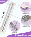 Portable 3 Hole Puncher With Built In 10 Inch Ruler For Binders 5 Sheet Capacity Three Ring Paper Punch School And Office Tool With Paper Guide And Easy To Use Design