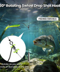 Zero Fuss Drop Shot Hooks And Pre Tied Spin Shot Rigs For Bass Fishing High Carbon Steel Build with 360° rotating swivel in water.