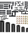 Six Piece Silicone Vacuum Hose Kit For Automotive Use, showing hoses, connectors, and clamps for water and air vacuum lines