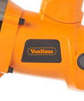 10 Amp Rotary Hammer Drill With Vibration Control Three Modes Demolition Kit close-up on orange casing and logo