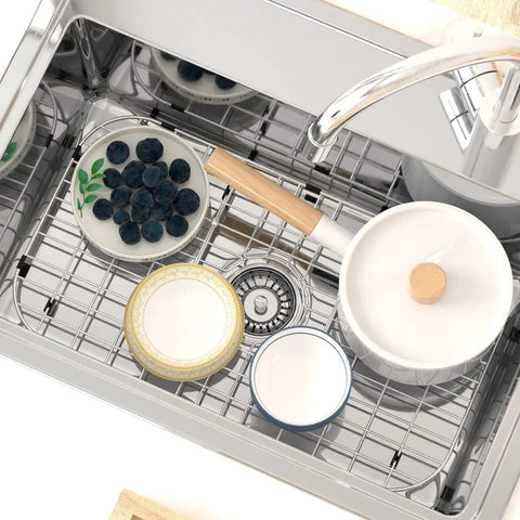 Heavy Duty Sink Grid 26-Inch By 14-Inch Stainless Steel Kitchen Protector Rack For Bottom Of Sink With Centered Drain