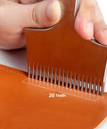Using French Style 20 Tooth Pricking Iron Leather Chisel All Polished Punching Tool Kit Obverse 3.0 Mm for even stitch marks on leather.